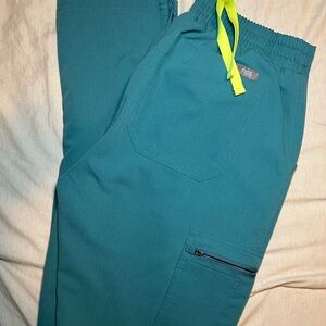 Figs MARINE Scrub Pants with Neon Yellow Tie